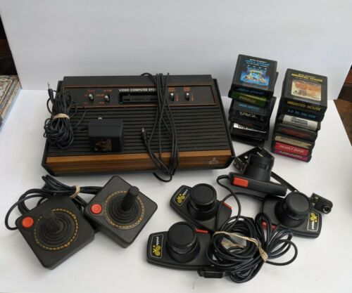 Retrodeals - Atari 2600 Console Original 2 Joysticks 4 Paddles 14 Games Bundle Lot