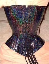 Sexy Lingerie Auction - Meschantes Holographic Rainbow Glitter Black Gothic Corset